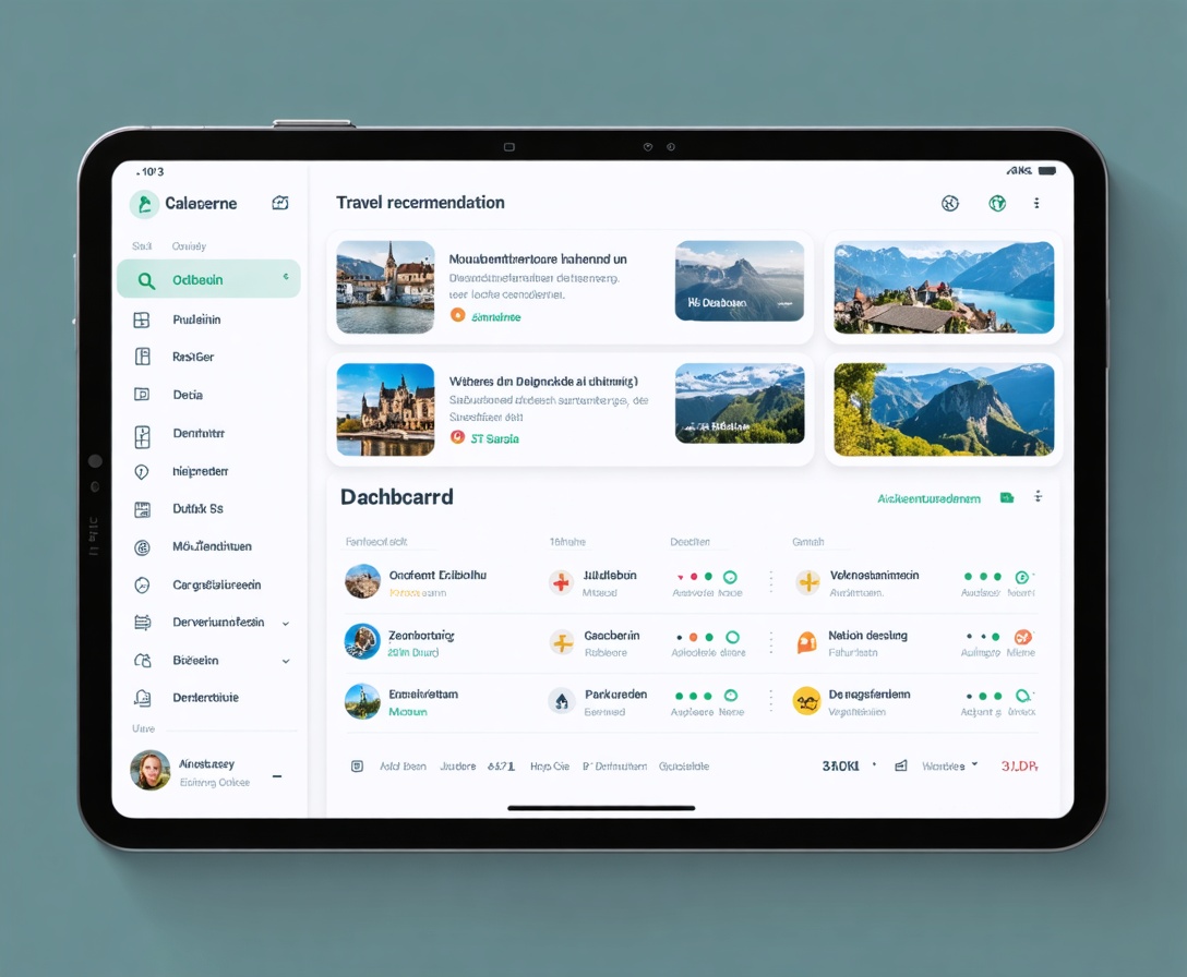 Beispiel eines KI-gestützten Interfaces für Reiseempfehlungen auf einem Tablet