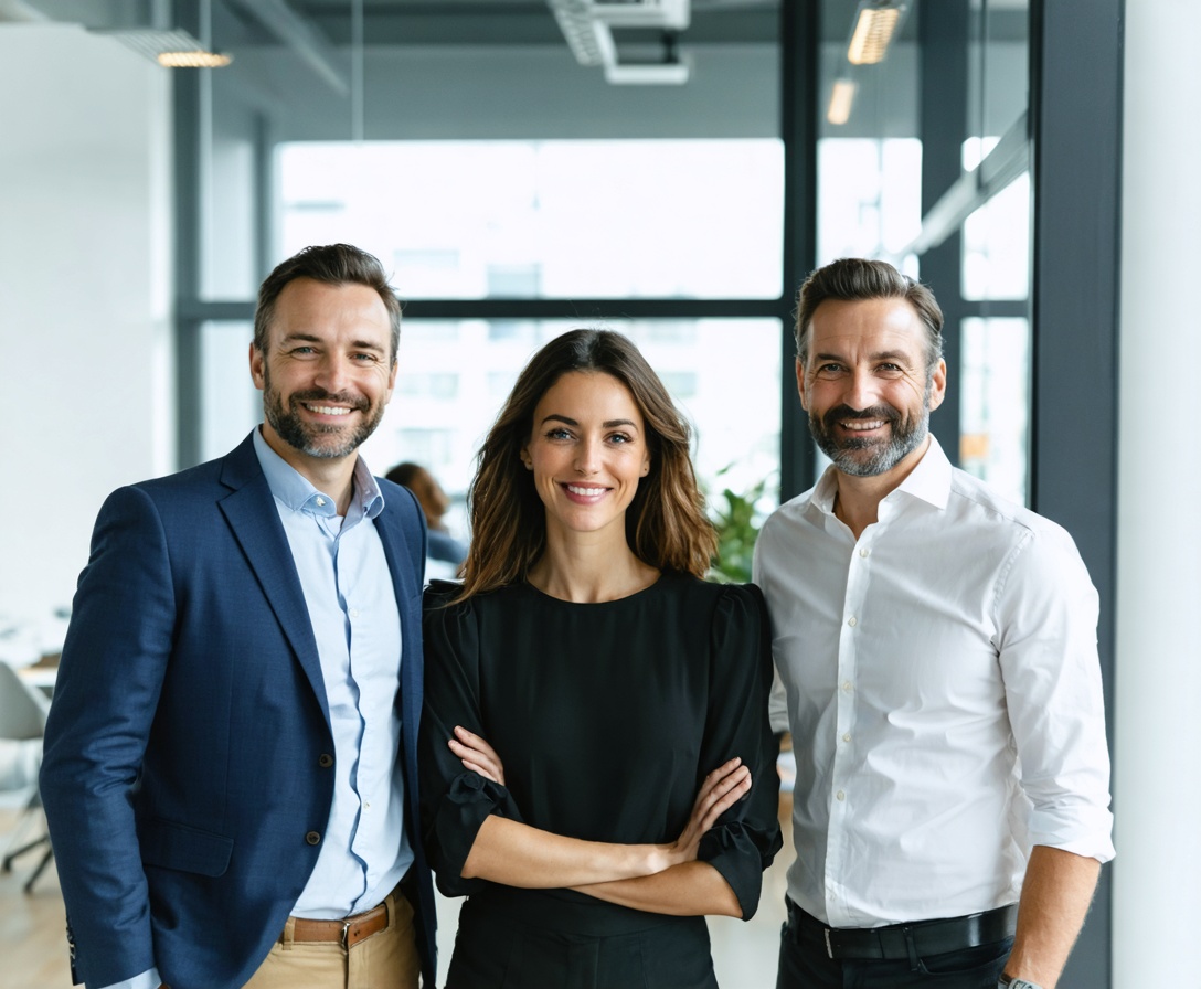 Das Team der KulturKI Akademie in ihrem modernen Büro in Berlin-Mitte